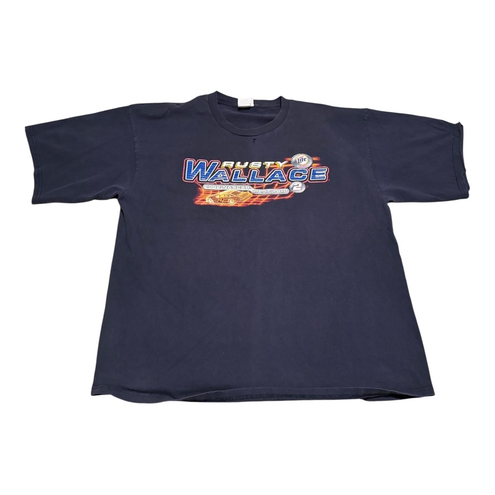 Vintage 2002 Chase Authentics Rusty Wallace Schedule Distressed‎ Shirt Mne's 2XL